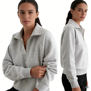 <span class=keywords><strong>Sudadera</strong></span> Oversize con <span class=keywords><strong>Cremallera</strong></span> de un Cuarto para <span class=keywords><strong>Mujer</strong></span>, Estilo Y2K Hip Hop, Manga Larga, Forrada, con Capucha, para Adolescentes, Moda Otoño, Pedido al por Mayor - Product Image 2