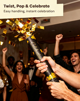 Canon à Confettis Noir et Or pour la Promotion 2026 – Idéal pour Fêtes, Anniversaires, Mariages – Canon à Confettis de 30 cm