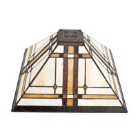 Abat-jour rectangulaire Tiffany vitrail 12/14 pouces de large accessoires remplacement ambre brun mission style abat-jour