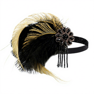 Accessoires de <span class=keywords><strong>cheveux</strong></span> rétro pour femmes des années 1920, style <span class=keywords><strong>Gatsby</strong></span>, plumes de paon noires, strass, accessoires de <span class=keywords><strong>cheveux</strong></span> pour fête de vacances - Product Image 5