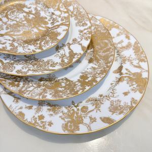 Service de vaisselle en porcelaine fine de Chine, design doré haut de gamme européen, assiettes à motif tigre imprimé pour mariage - Product Image 6