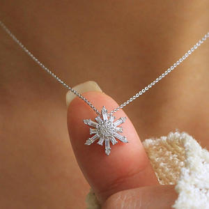 CAOSHI <span class=keywords><strong>2025</strong></span>, nuevo diseño de copo de nieve delicado, collares con colgante de circón deslumbrante para compromiso de boda nupcial, collares chapados en plata - Product Image 1