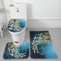Kit de tapis de bain trois pièces en velours cristal pour salle de bain, absorbant, antidérapant, écologique, en tissu durable pour appartement moderne
