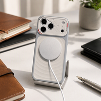 Coque Magnétique Originale Givrée à Texture Vague 3D pour iPhone 18 17 Pro Max avec Protection d'Objectif et Antichoc