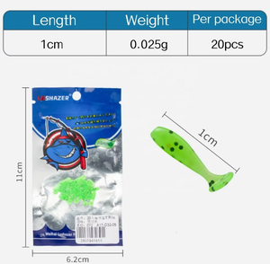 20 piezas de alta calidad, 1 cm, 0.025 g, micro señuelos blandos de PVC con cola en T para pesca de lubina en agua dulce y salada, jigging y wobbling. - Product Image 4