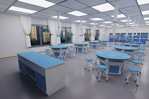 Tavolo da Laboratorio <span class=keywords><strong>Scolastico</strong></span> Moderno in Metallo, Banco di Lavoro Biofisico con Sedia e Cassetti, Realizzato su Misura per Uso Commerciale - Product Image 2