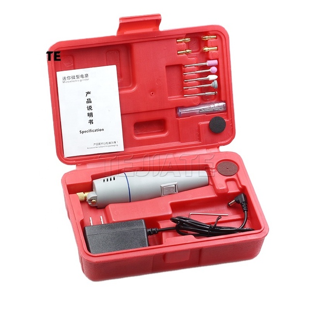 Tejiate Grey Mini Electric Polisher Set Hand Power Tool Drill Machine Box Flexible Electronic Components