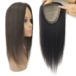 Prothèse capillaire pour femme de 22 pouces, base en soie 6x6, avec contour en PU et clips, 15x16cm, en cheveux naturels, pour femmes blanches, pour couvrir les cheveux blancs - Product Image 3