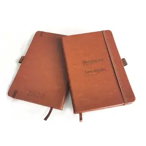 A5 Sampul Keras Kulit PU Kustom Organizer Halaman Nomor Perencana Pesanan Khusus Agenda Buku Catatan Agenda dengan Band Elastis