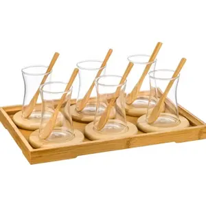 Bicchiere Pyre trasparente Premium con cucchiaio e vassoio Set da 18 pezzi set di tazze in vetro