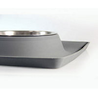 Gamelle double carrée en acier inoxydable pour animaux de compagnie (chats et chiens), anti-dérapante, anti-déversement, écologique, pour usage intérieur, personnalisable en usine
