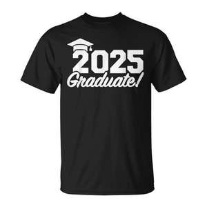 Camiseta de graduación Clase de 2025, negra, unisex, talla mediana para adultos - Product Image 2