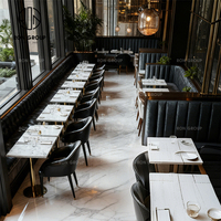Meubles de restaurant et d'hôtel sur mesure Ron Group, sièges en cuir, chaises ergonomiques, table carrée en marbre