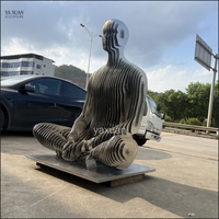 Escultura Abstracta Moderna de Acero Inoxidable en Capas, Silueta Humana Cortada, Escultura Metálica Personalizada para Decoración de Arte al Aire Libre