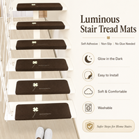 Tapis d'escalier lumineux JoyShine en peluche, imprimé animal, fabriqué à la machine, auto-adhésif, antidérapant, lavable, pour la maison, OEM ODM en gros