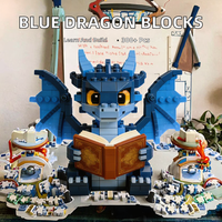 Popular Juego de Bloques de Construcción Educativos con Diseño de Dragón Azul Pequeño, Patrón Animal a la Moda, para Niños de 5 a 7 Años, Creativo