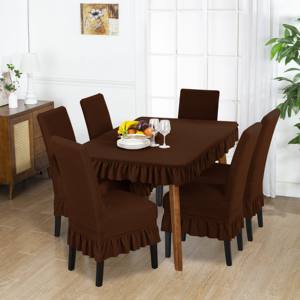 ชุดโต๊ะอาหารทันสมัย 7 ชิ้น ยี่ห้อ <span class=keywords><strong>YOBAI</strong></span> พร้อมผ้าคลุมแบบยืดได้ ถอดออกได้ ผลิตจากโพลีเอสเตอร์ 100% สำหรับ 6 ที่นั่ง ปรับแต่งได้ - Product Image 1