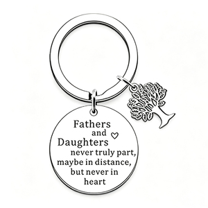 Portachiavi in acciaio inossidabile per padre e figlia, con testo ispiratore inciso e ciondolo a forma di albero, regalo per la Festa del Papà da parte della figlia - Product Image 1
