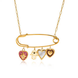 Colliers et pendentifs en acier inoxydable 316L plaqué or 14K et 18K PVD, bijoux fins pour femmes, avec fermoir à clip. - Product Image 5