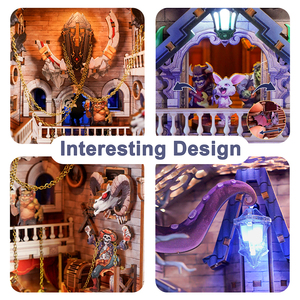 Tonecheer Monster Carnival casa de muñecas de madera rompecabezas varita mágica libro Nook Kit ilumina Monster Party diseño de doble cara TQ144 - Product Image 6
