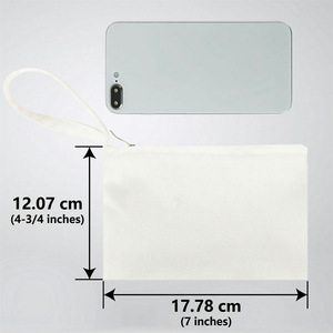 White Canvas Cosmetic Bag With Zipper And Soft Handle Practical Storage Pouch For Everyday Use - Product Image 2