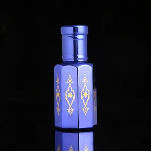 CJ-3ml 6ml 12ml yeni tasarım süslü Attar boş şişe sekizgen renkli UV cam şişe arapça Oud yağı için