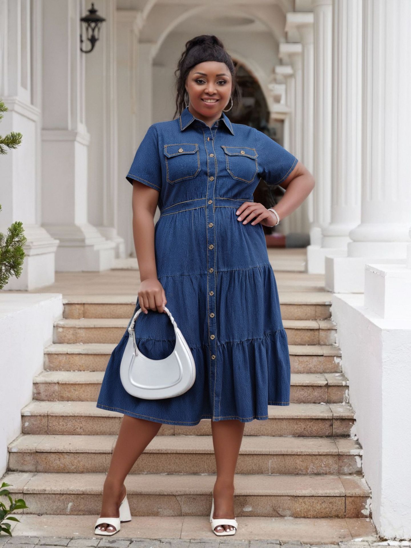 Shop 2023 African Plus Size Denim Dress - Casual & Stylish
