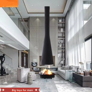 Chimenea Colgante de Lujo de Acero para <span class=keywords><strong>Fuego</strong></span> Real, Estufa Decorativa de Leña Personalizada Tipo OVNI para Interiores, Ideal para Villas y Casas de Huéspedes - Product Image 4