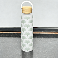 Bouteille en verre portable de 17 oz et 19 oz, impression personnalisée sur toute la surface, silicone antidérapant, bouteille d'eau au toucher doux, cadeau