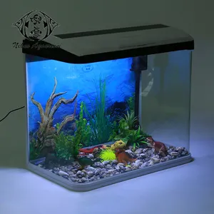 Tanque de vidrio pequeño para acuario, bomba de agua con filtro de luz LED que cambia de color, transparente, T-830F, 40cm
