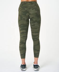 Legging de Yoga de Compression taille haute imprimé camouflage vert XXL pour femmes pleine longueur Spandex Fitness Sportswear poches latérales arrière - Product Image 1