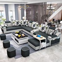 Sala de estar nuevo diseño Nuevo diseño estilo moderno de lujo multifunción compartimento grande seccional 7 plazas en forma de U conjunto de sofá marrón