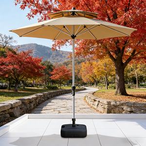 Sombrilla de Mercado Moderna Plegable de 2.7m con Doble Techo Ventilado, Estructura de Acero, Manivela, 8 Varillas, para Jardín, Terraza, Cafetería - Product Image 5