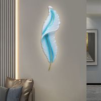 Luz de pared de plumas de resina de estilo moderno, Fondo de TV para sala de estar, decoración de arte de pared, luz LED de pared interior de plumas