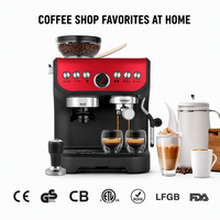 Machine à café expresso semi-automatique électrique avec broyeur intégré, trémie à grains, buse vapeur en acier inoxydable, pour usage domestique et hôtelier