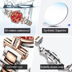 Reloj de Pulsera Mecánico para Mujer OUPINKE 3180, Elegante y Lujoso, Correa de Acero en Oro Rosa, Doble Calendario, Totalmente Automático - Product Image 5