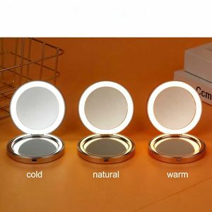 LETARON Custom Logo Small Portable Square Double-Sided Foldable LED <b>Light</b> Mini Cosmetic <b>Mirror</b> with Glass Pocket <b>Mirror</b> - Product Image 4