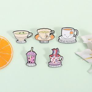 Cross-border Nova Tarde Chá Xícara De Café Forma Animal Broche Digital Comércio Exterior Criativo Bubble Tea Metal Badge Pin - Product Image 1