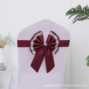 Coprisedia Floreale con Fiocco, Decorazione Elastica per Schienale in Tessuto Misto Lavabile, Nastro per Matrimoni, Hotel e Banchetti - Product Image 3