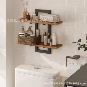 Cross-border wooden bathroom storage rack, kitchen and living room <b>wall</b>-<b>mounted</b> washbasin cosmetic <b>wall</b> multi-functional <b>shelf</b> - Product Image 3