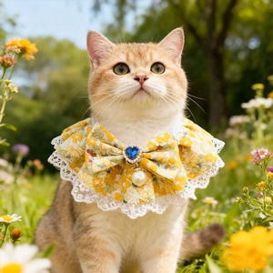Cute Pet Bib <b>Dog</b> Drool Scarf Floral Pattern Yellow Small Medium Breed Cat Collar Teddy Bichon Frise Accessory - Product Image 4