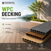Planches de terrasse en composite pour extérieur, imperméables, en WPC, avec finition de surface à grain de bois naturel