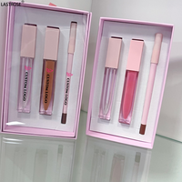 Kit de Lèvres Tube Transparent Vegan 3 en 1 Étanche Brillant Mat Brillant Hydratant Brillant Crémeux Brun Longue Durée Ensemble de Crayon à Lèvres