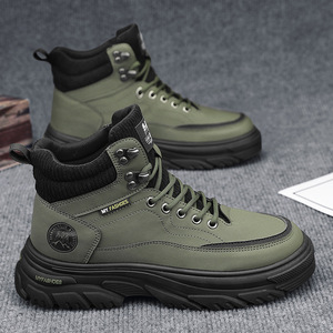 For Boots Men 2025 New Winter Men's Outdoor Sports Casual Versatile Height Increasing Lace-up Ankle <b>Bootie</b> Thick Rubber - Product Image 3