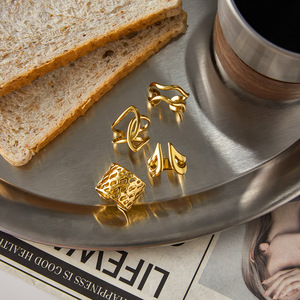 Geometric Gold <b>Titanium</b> Steel <b>Ring</b> For Women Elegant Fashion Jewelry Gift Occasion Stainless Steel <b>Ring</b> Set - Product Image 4