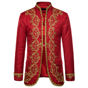 Blazer da uomo nero ricamato stile principe britannico, giacca da sposo per matrimonio, blazer da palco per cantanti - Product Image 3