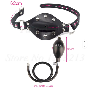 Harnais de tête réglable pour fétichisme BDSM SM, bâillon <span class=keywords><strong>gonflable</strong></span> en silicone à bouche ouverte avec verrou pour hommes, femmes et jeux gays - Product Image 2