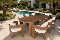 Table à manger rectangulaire en alliage d'aluminium Disen Furniture Bronte, durable, imperméable, résistante aux UV, résistante aux intempéries, pour l'extérieur, hôtel