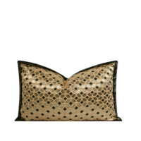 Housse de coussin carrée de luxe légère, capitonnée, brodée, géométrique, dorée, écologique, avec fermeture éclair, pour la maison et l'hôtel, personnalisable