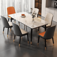 Ensemble de table à manger rectangulaire moderne en pierre, durable et personnalisé, avec 4 chaises rembourrées de luxe pour la maison et les restaurants